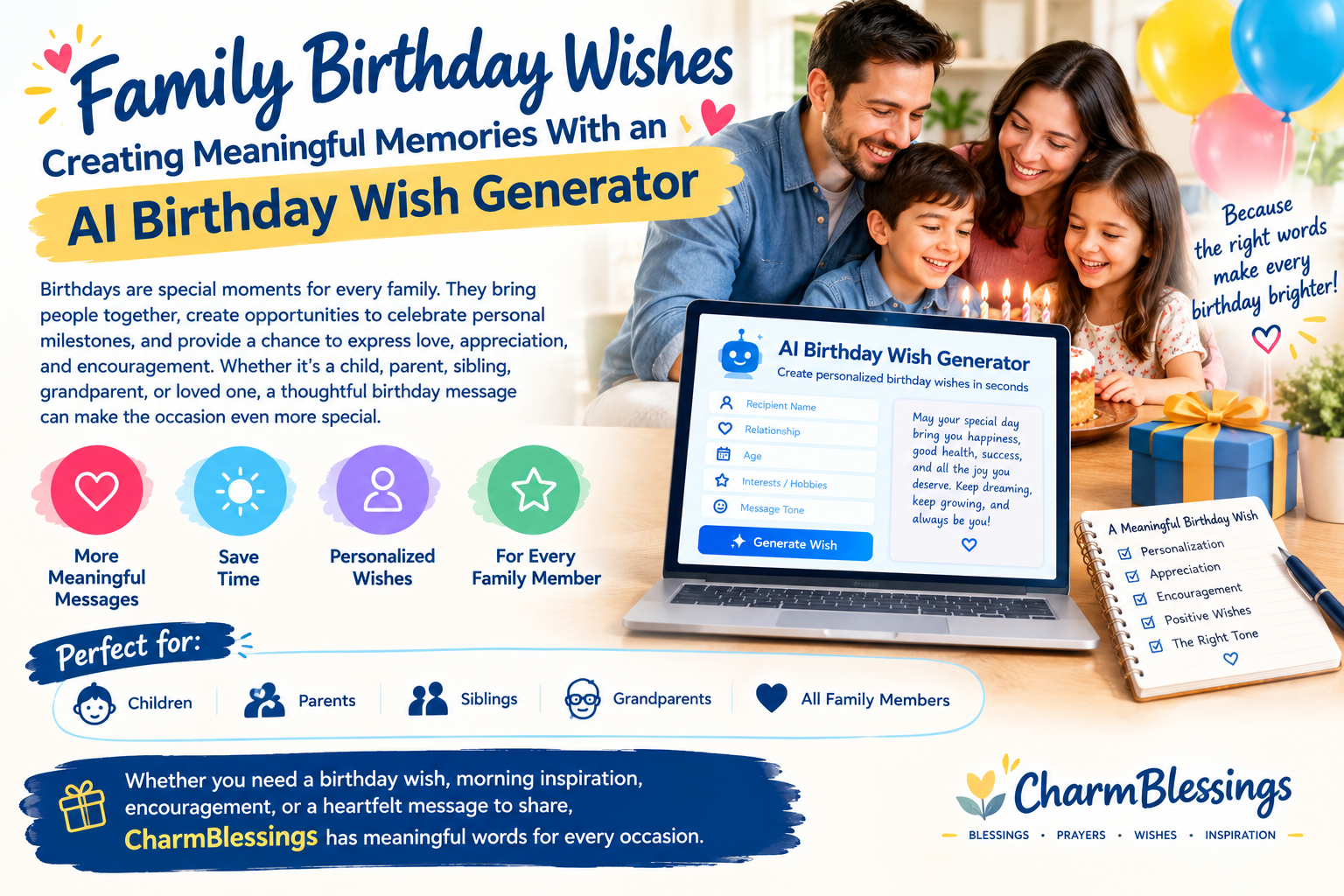 CharmBlessing: A Complete Guide to Meaningful Birthday Wishes With an AI Birthday Wish Generator